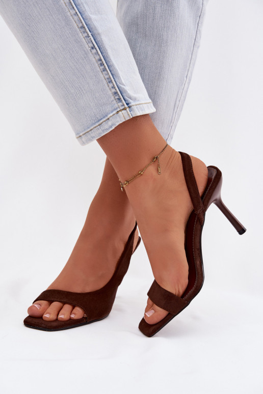 Pealistesandaalid kõrge jämeda kontsagaEco Suedeu Czekoladosissee Calvoria