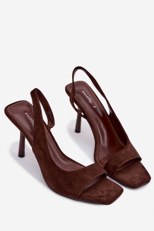 Pealistesandaalid kõrge jämeda kontsagaEco Suedeu Czekoladosissee Calvoria