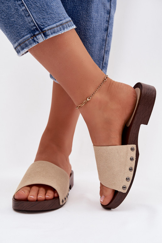 naiste plätud neetidega laiade nööridega beeži värvi Amelvessa