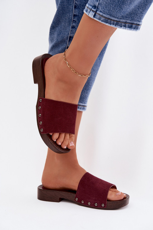 naiste plätud neetidega laiade nööridega bordoo-värvi Amelvessa