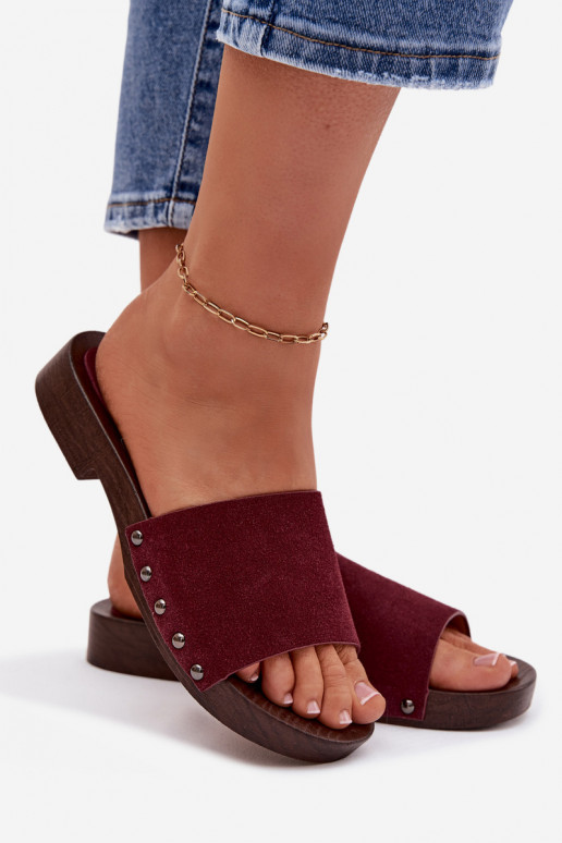 naiste plätud neetidega laiade nööridega bordoo-värvi Amelvessa