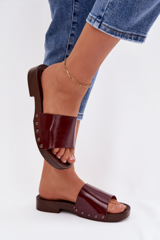 naiste plätud neetidega laiade nööridega bordoo-värvi Brinalle