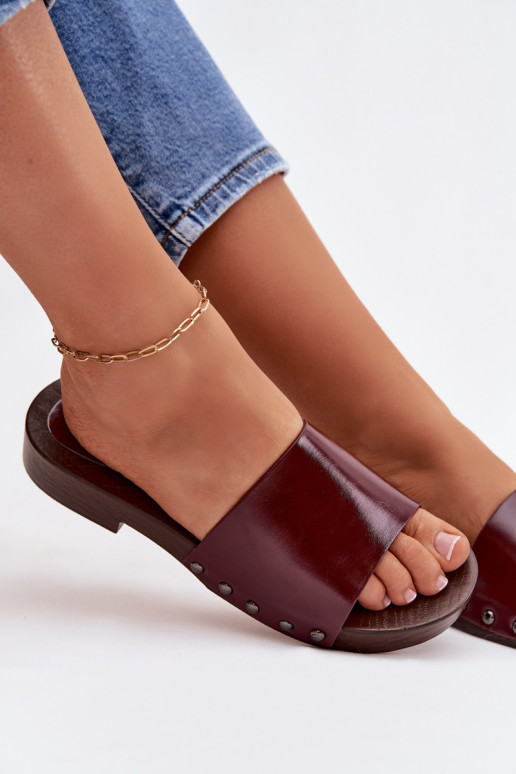 naiste plätud neetidega laiade nööridega bordoo-värvi Brinalle