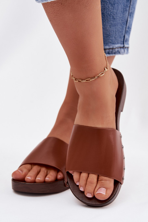 naiste plätud neetidega laiade nööridega pruunid värvi Brinalle