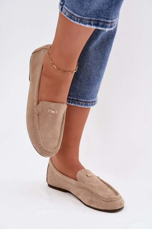 naiste mokassiinidVäikem Kuldset värvim Detalem beeži värvi Sarivelle
