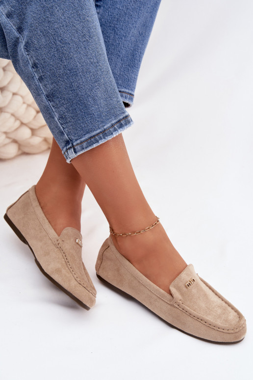 naiste mokassiinidVäikem Kuldset värvim Detalem beeži värvi Sarivelle