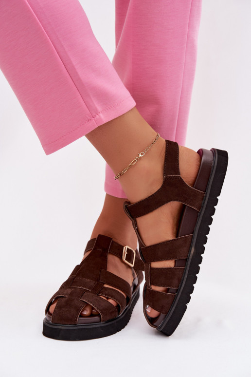 Pealistesandaalid Rzymianki Kuldse pandlaga platvormiga Czekoladosissee Terelina