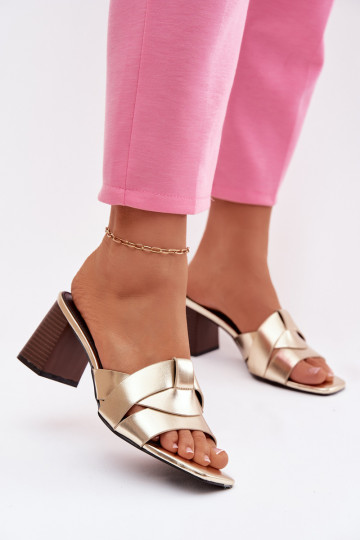 naiste plätud kõrge jämeda kontsaga Triipudega Eko Pealhk Kuldset värvi Corivelle 2