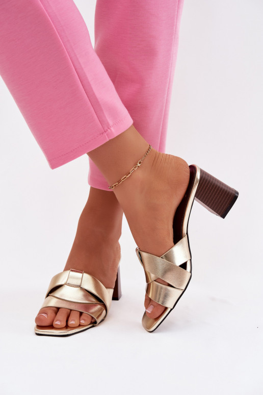 naiste plätud kõrge jämeda kontsaga Triipudega Eko Pealhk Kuldset värvi Corivelle