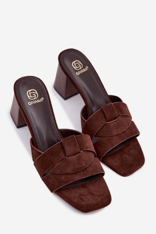 naiste plätud kõrge jämeda kontsaga Triipudega Eco Suedeosissee Czekoladosissee Corivelle