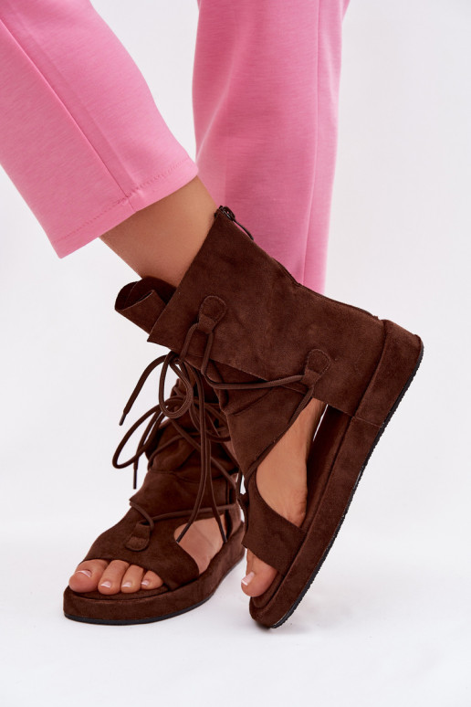 Pealistesandaalid Eco Suedeosissee madala säärega I INiązaniem Czekoladosissee Ferlisse