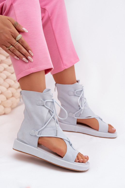 Pealistesandaalid Eco Suedeosissee madala säärega I INiązaniem helesinist värvi Ferlisse