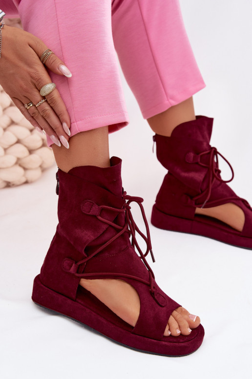 Pealistesandaalid Eco Suedeosissee madala säärega I INiązaniem bordoo-värvi Ferlisse