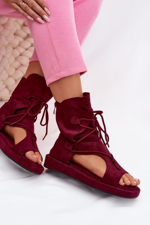 Pealistesandaalid Eco Suedeosissee madala säärega I INiązaniem bordoo-värvi Ferlisse