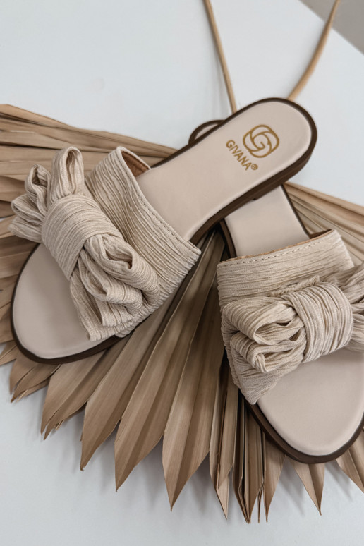 Naiste sussid laia kontsaga ja lipsudega liiva värvi Amivelle