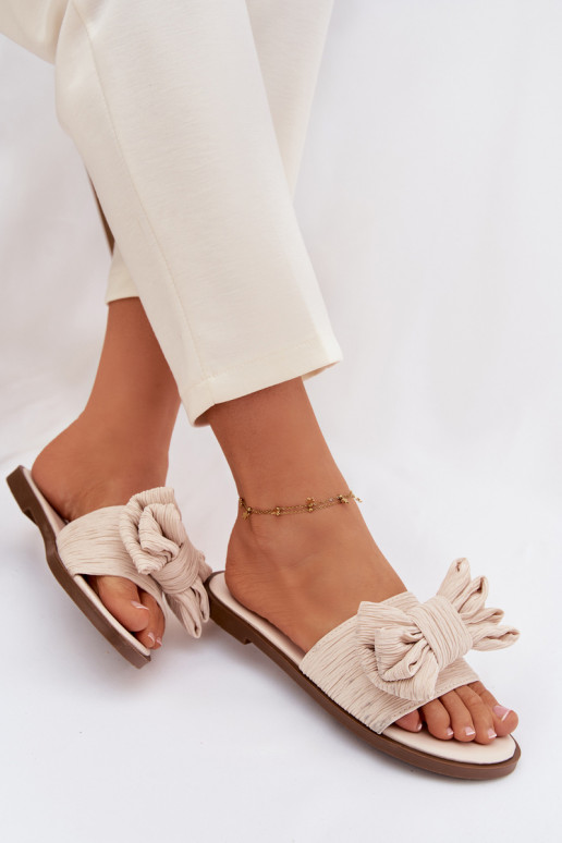 Naiste sussid laia kontsaga ja lipsudega liiva värvi Amivelle