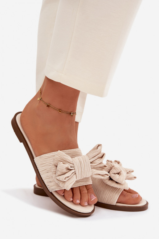 Naiste sussid laia kontsaga ja lipsudega liiva värvi Amivelle