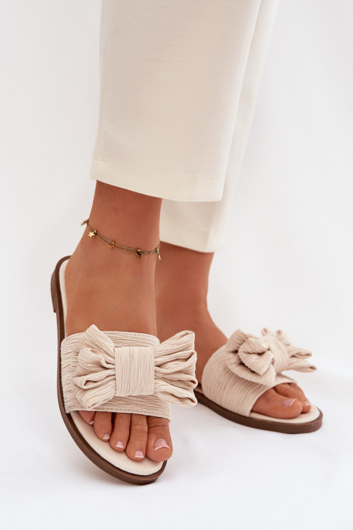 Naiste sussid laia kontsaga ja lipsudega liiva värvi Amivelle