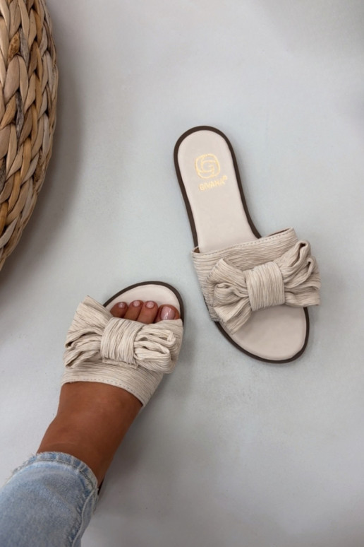 Naiste sussid laia kontsaga ja lipsudega liiva värvi Amivelle