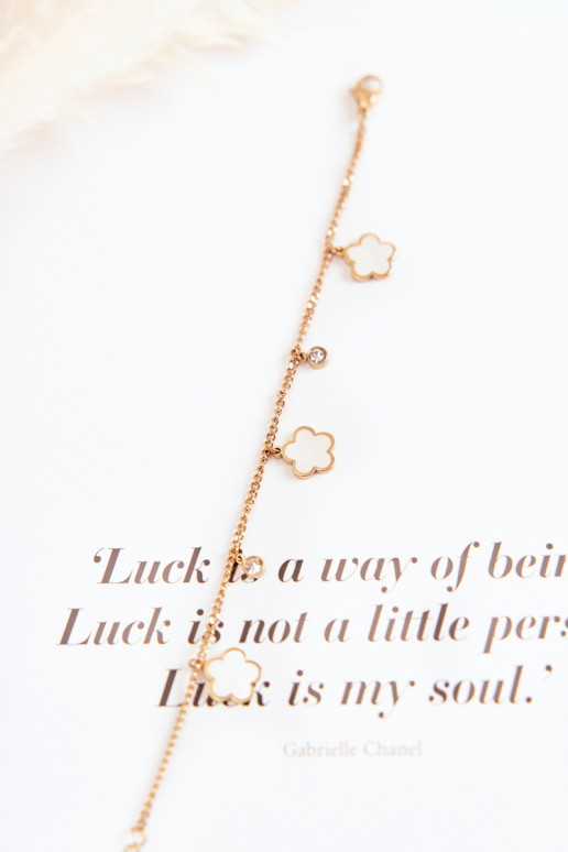 Käevõru Keti peal lilledega Kuldset värvi-Valget värvi