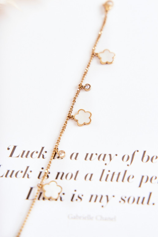 Käevõru Keti peal lilledega Kuldset värvi-Valget värvi