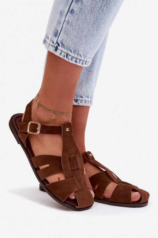Pealistesandaalid Rzymianki sileda tallaga pruunid värvi Belanessa