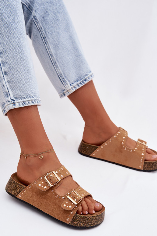 naiste plätud Ze Kuldset värvimi neetide ja pandlagami Ja trukid pruunid värvi Tervina