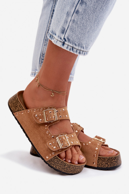 naiste plätud Ze Kuldset värvimi neetide ja pandlagami Ja trukid pruunid värvi Tervina