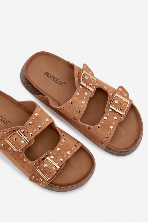 naiste plätud Ze Kuldset värvimi neetide ja pandlagami Ja trukid pruunid värvi Tervina