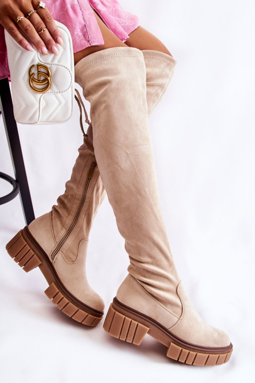 seemisnakhsed Pealiste omad pika säärega saapad Põlve jaoks Elevandiluu värvi Cheera