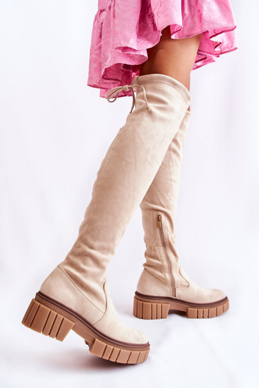 seemisnakhsed Pealiste omad pika säärega saapad Põlve jaoks Elevandiluu värvi Cheera