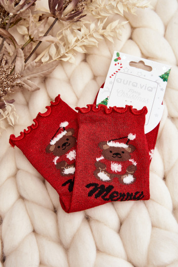 Pealiste omad läikiv Christmas Skarpety Koos Karuga runased 2