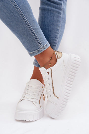 Sneakers tüüpi jalanõud Pealiste omad platvormiga Koos Ornate Detalem valget värvi Iselora
