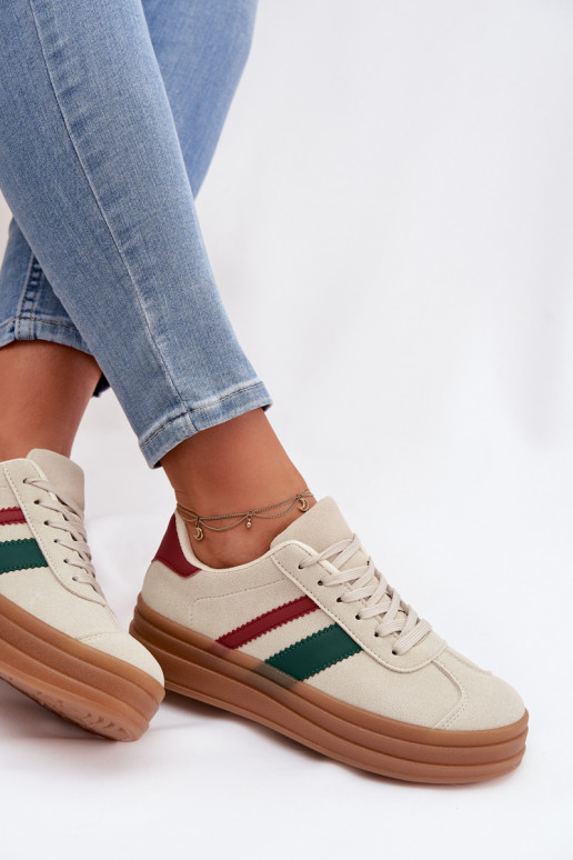 Sneakers tüüpi jalanõud Pealiste omad platvormiga beeži värvi Janivelle
