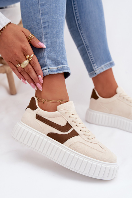 Sneakers tüüpi jalanõud Pealiste omad platvormigaEco Suedeu beeži värvi Cadrina