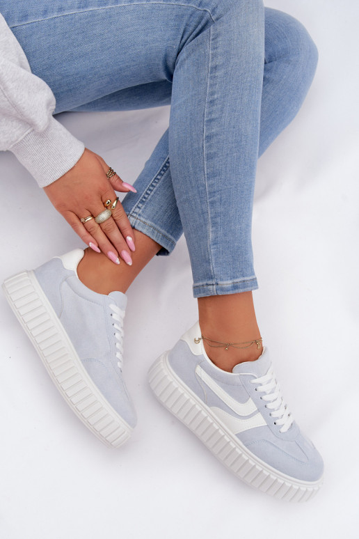 Sneakers tüüpi jalanõud Pealiste omad platvormigaEco Suedeu helesinist värvi Cadrina