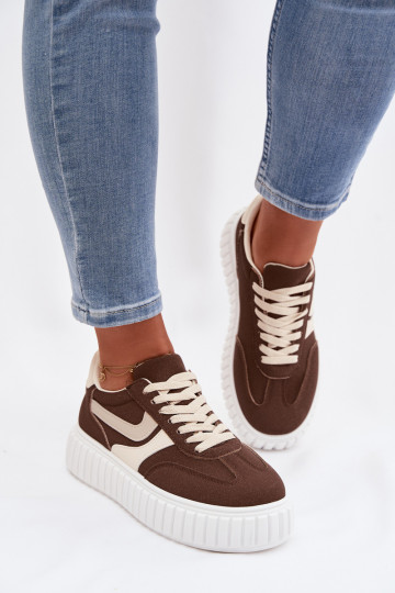 Sneakers tüüpi jalanõud Pealiste omad platvormigaEco Suedeu pruunid värvi Cadrina