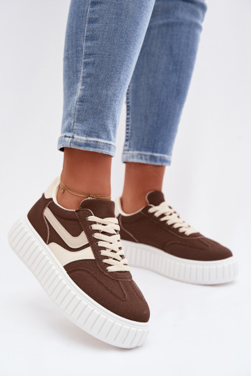 Sneakers tüüpi jalanõud Pealiste omad platvormigaEco Suedeu pruunid värvi Cadrina 2