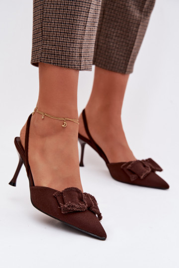 Pealistesandaalid kõrge jämeda kontsaga lipsukesega Czekoladosissee Hestia 2