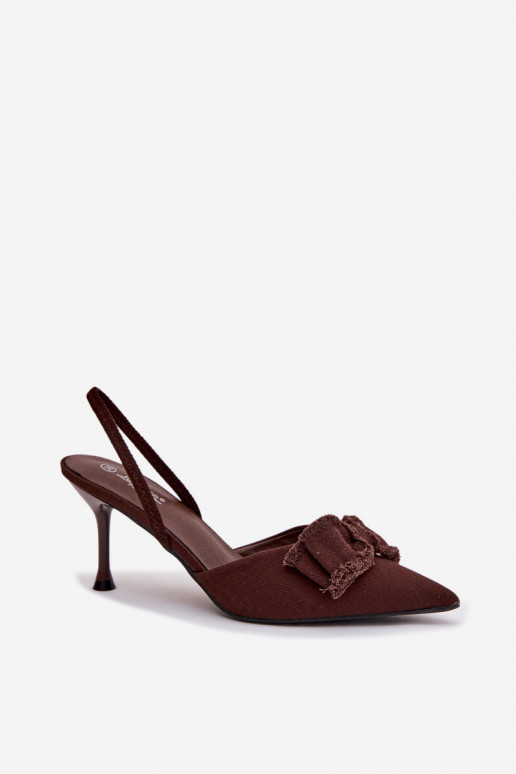 Pealistesandaalid kõrge jämeda kontsaga lipsukesega Czekoladosissee Hestia