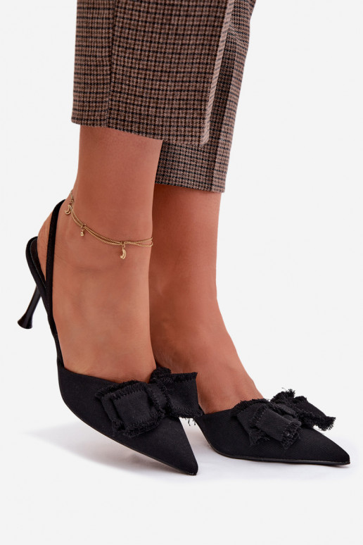 Pealistesandaalid kõrge jämeda kontsaga lipsukesega msuud Hestia