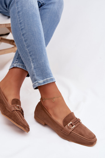 Mokassiinid Mokassiinid Pealiste omad Koos Ornate Element pruunid värvi Evelora