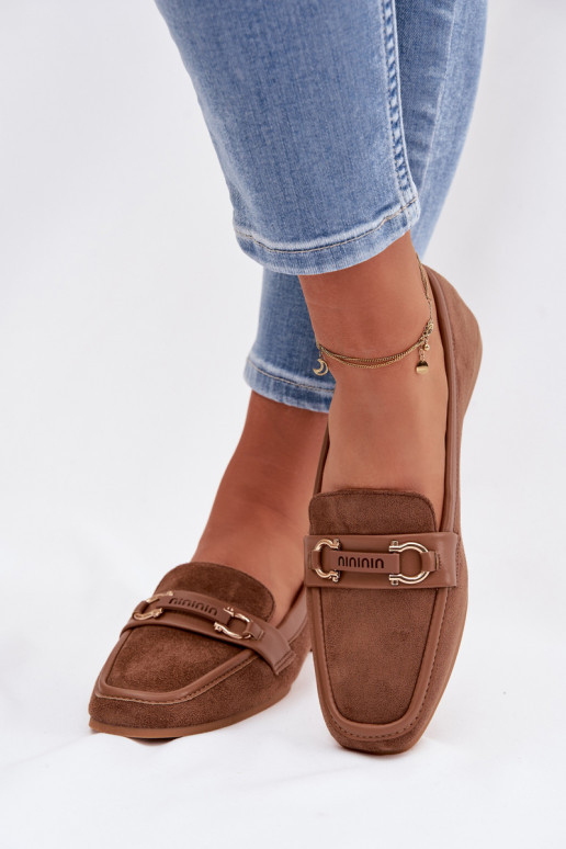 Mokassiinid Mokassiinid Pealiste omad Koos Ornate Element pruunid värvi Evelora