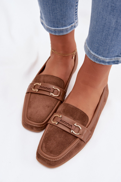 Mokassiinid Mokassiinid Pealiste omad Koos Ornate Element pruunid värvi Evelora