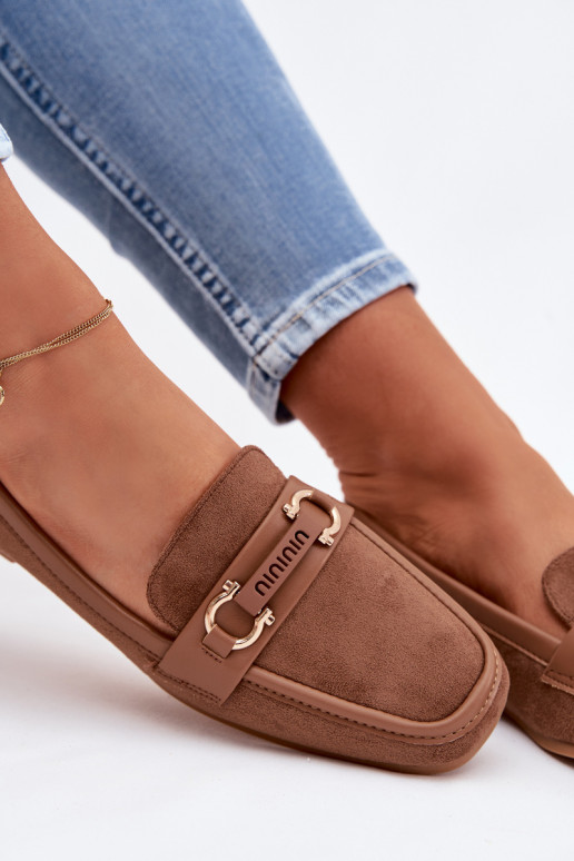 Mokassiinid Mokassiinid Pealiste omad Koos Ornate Element pruunid värvi Evelora