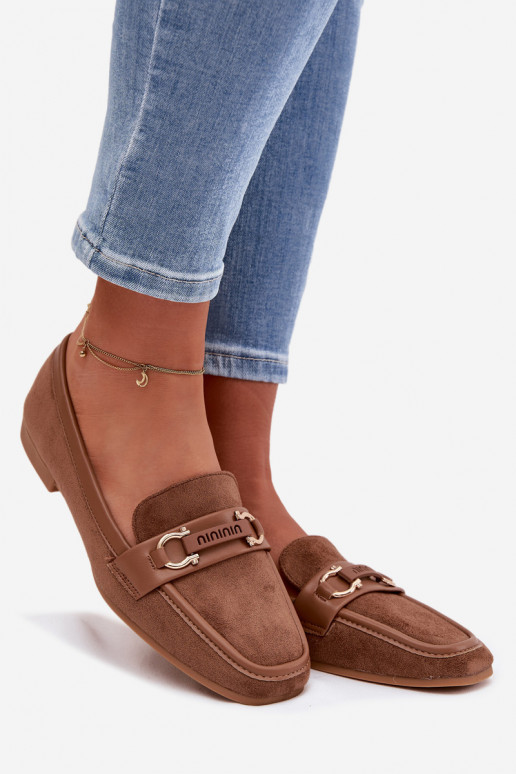 Mokassiinid Mokassiinid Pealiste omad Koos Ornate Element pruunid värvi Evelora