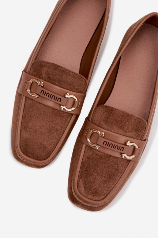 Mokassiinid Mokassiinid Pealiste omad Koos Ornate Element pruunid värvi Evelora