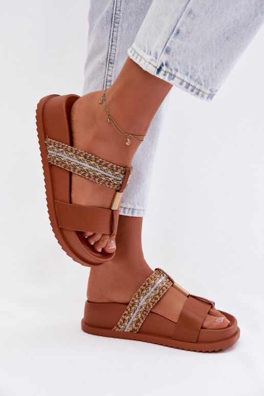 naiste plätud platvormiga Triipudega I Kuldset värvim Detalem pruunid värvi Tahlia