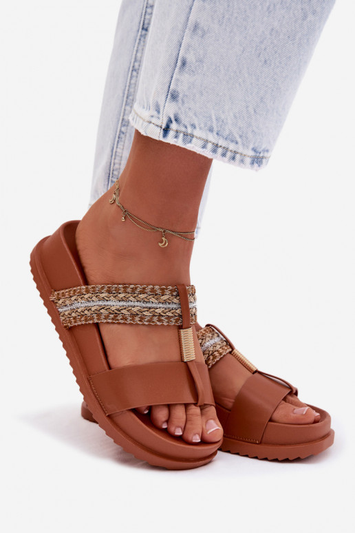 naiste plätud platvormiga Triipudega I Kuldset värvim Detalem pruunid värvi Tahlia