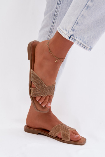 naiste plätud laiade nööridega säravate kristallidega Kuldset värvi Zinnia